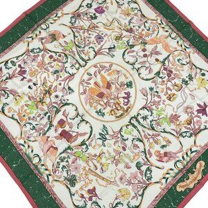 HERMES Carre 90 White Pink Multi Scarf 245-072625